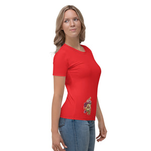 f Tricou Flowers  Red