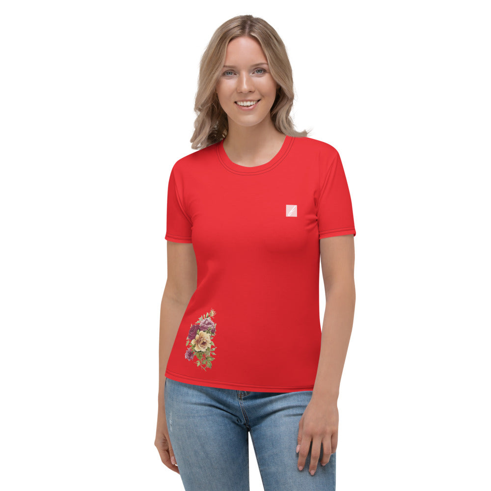 f Tricou Flowers  Red