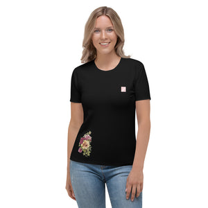 f Tricou Flowers Black